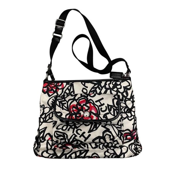 COACH Poppy Satin and Patent Leather Crossbody Bag - Picture 1 of 7